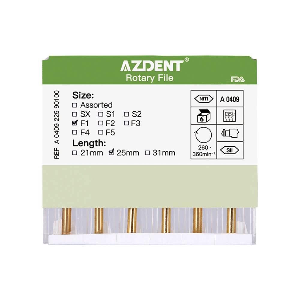 Endo NiTi Rotary Files Heat Activated 25mm F1 6pcs/Pk - pairaydental.com