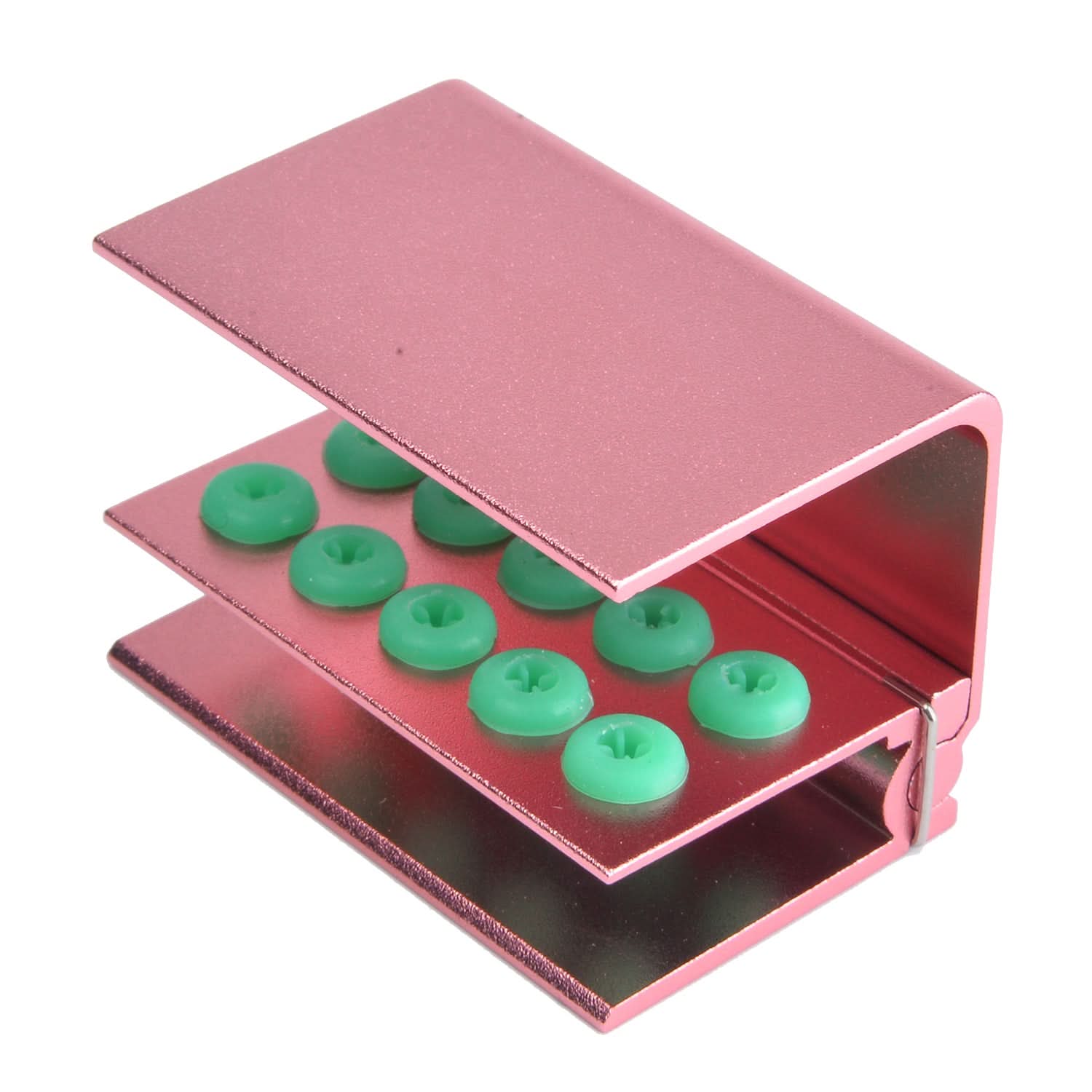 Large Bur Rack Dental Burs Holder Block Autoclavable with Silicon Cover 10 Holes Pink