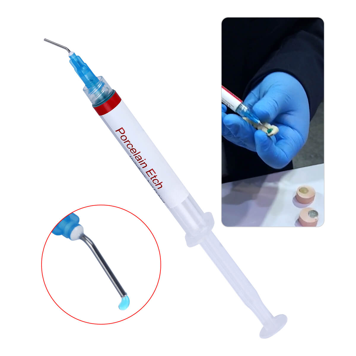 Dental Porcelain Etch Gel 9.5% Acid Etchant for Crown Veneer 2.5ml/Syringe - pairaydental.com