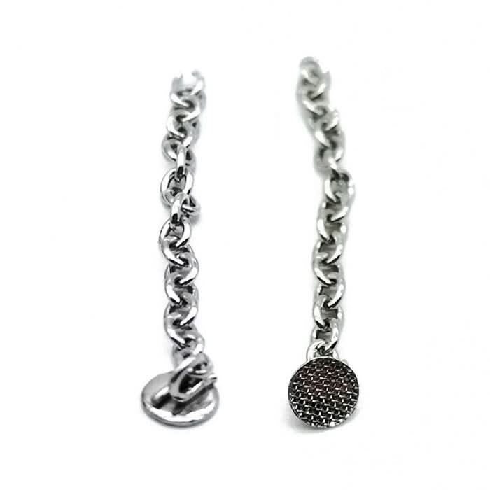 Dental Traction Button Chain Silver Round 2pcs/Bag