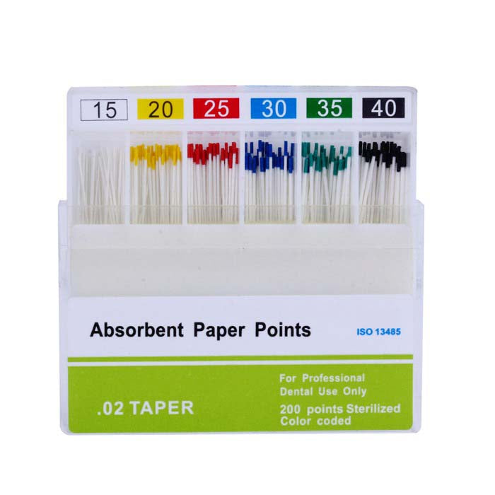 Absorbent Paper Points 0.02 Taper Assorted 15-40# 200pcs/Pack - pairaydental.com