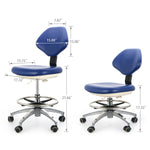 Dental Doctor Stool With Adjustable Seat And Backrest 360-Degree Rotated Blue Color - pairaydental.com