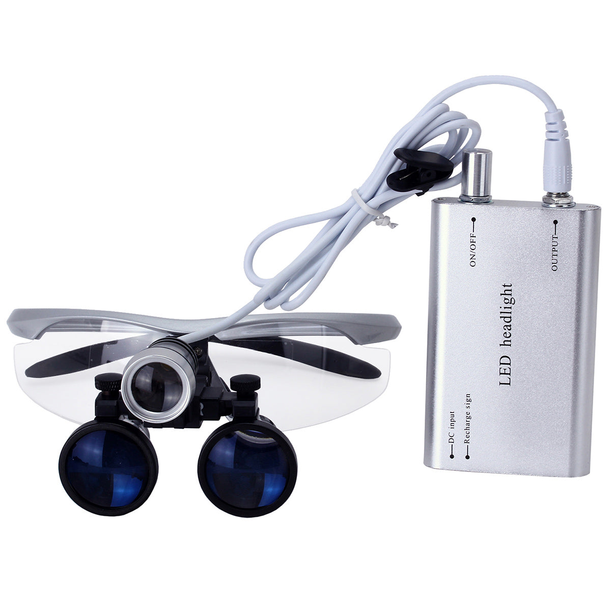 Dental Loupe 3.5X Magnification Binocular Magnifier with Headlight Silver  - pairaydental.com