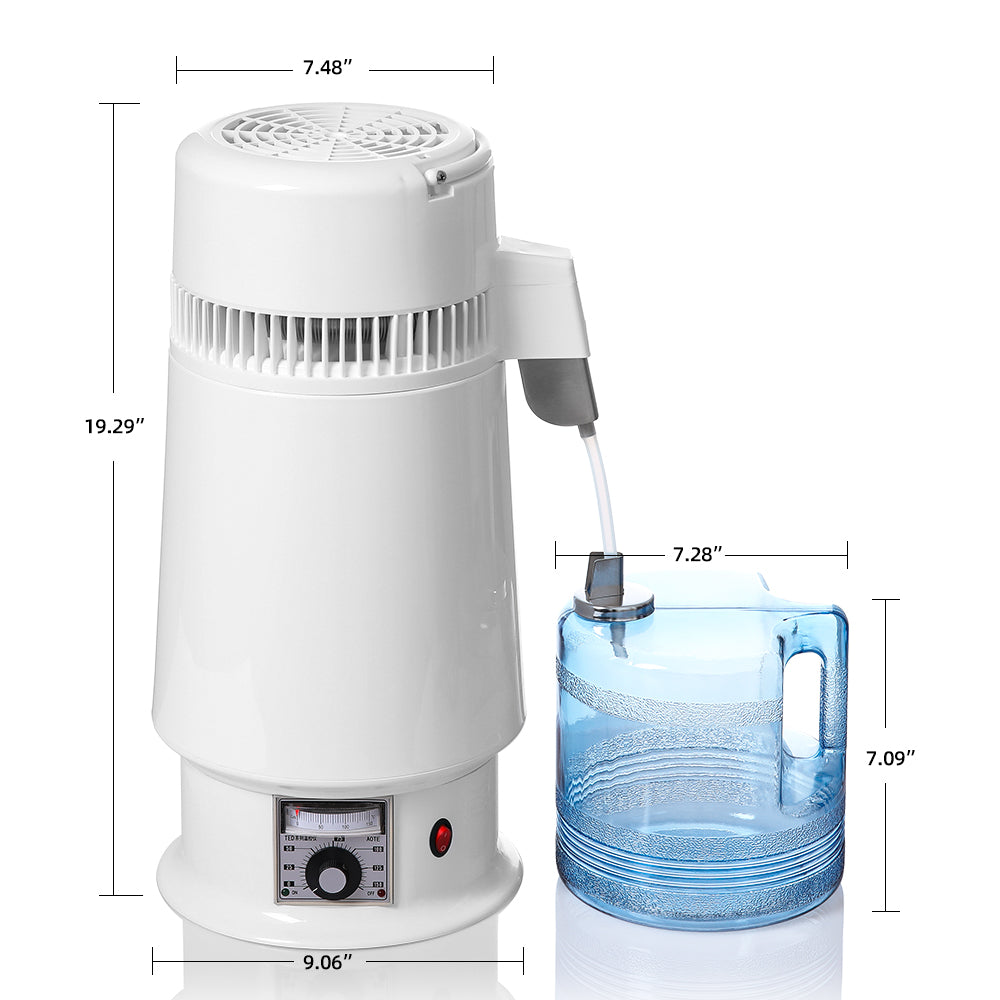 4L Water Distiller Stainless Steel Plastic Bucket w/ Temperature Control Knob High Foot - pairaydental.com
