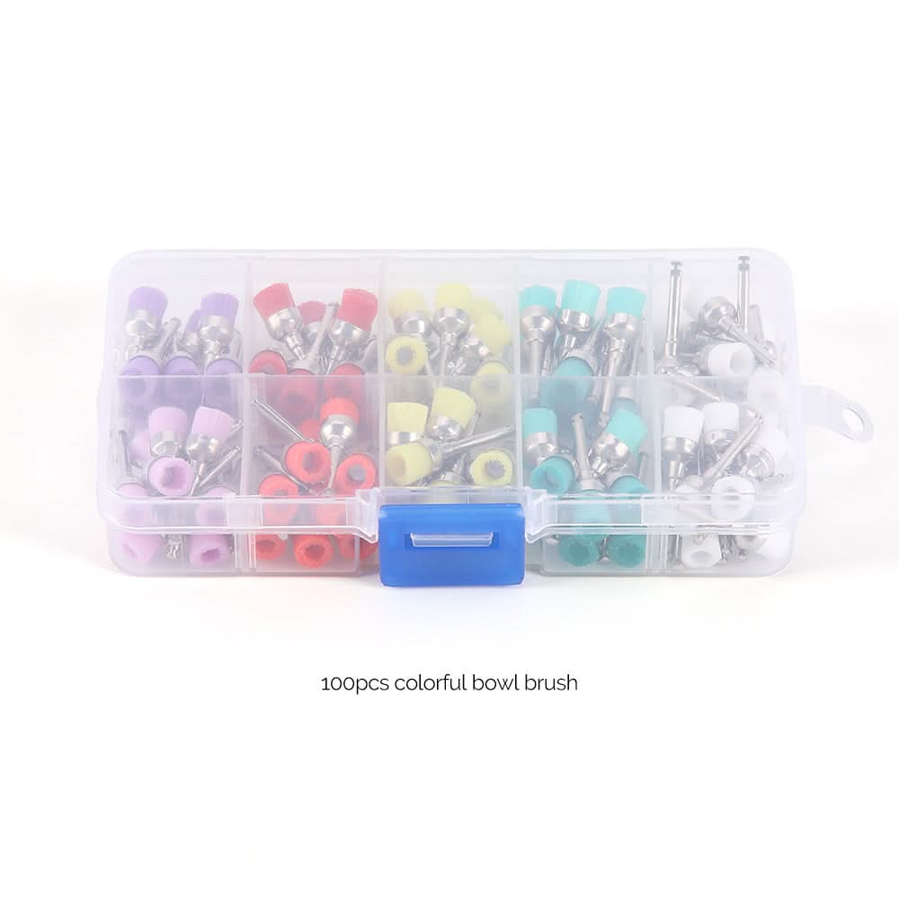 Dental Colorful Polishing Brush Cup Kits Nylon/Bristle/Silicone 100pcs/Box - pairaydental.com