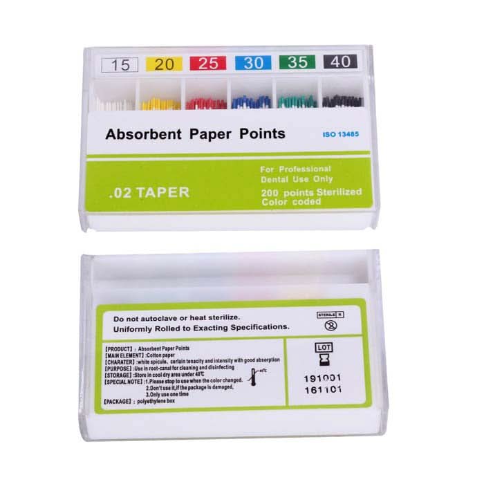 Absorbent Paper Points 0.02 Taper 15-40# 7 Models 200pcs/Pk