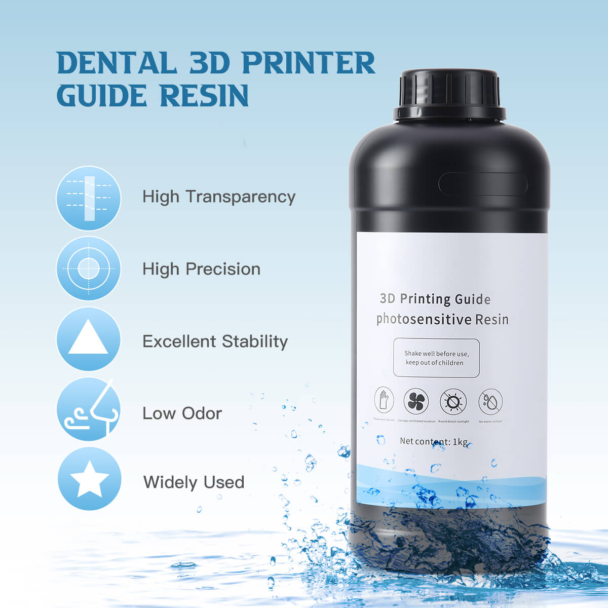 3D Printer Guide Resin Materials High Transparency 1 kg/Bottle