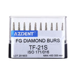 Dental Diamond Burs FG TF-21S Flat Cone 10pcs/Box - pairaydental.com