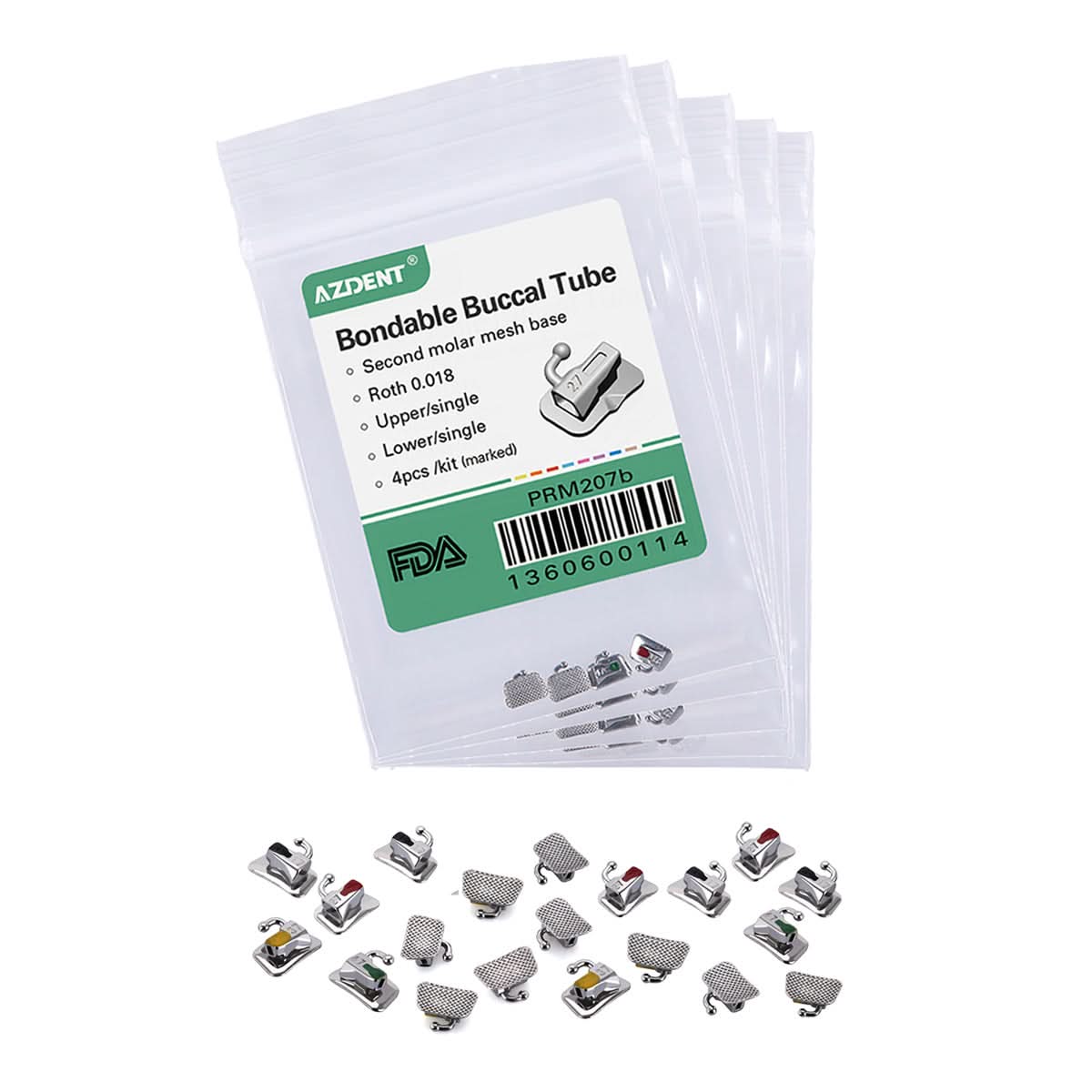 Buccal Tube 2nd Molar Bondable Non-Convertible Roth/MBT/Edgewise 0.018/0.018 U1L1 Laser Mark 4pcs/pack - pairaydental.com