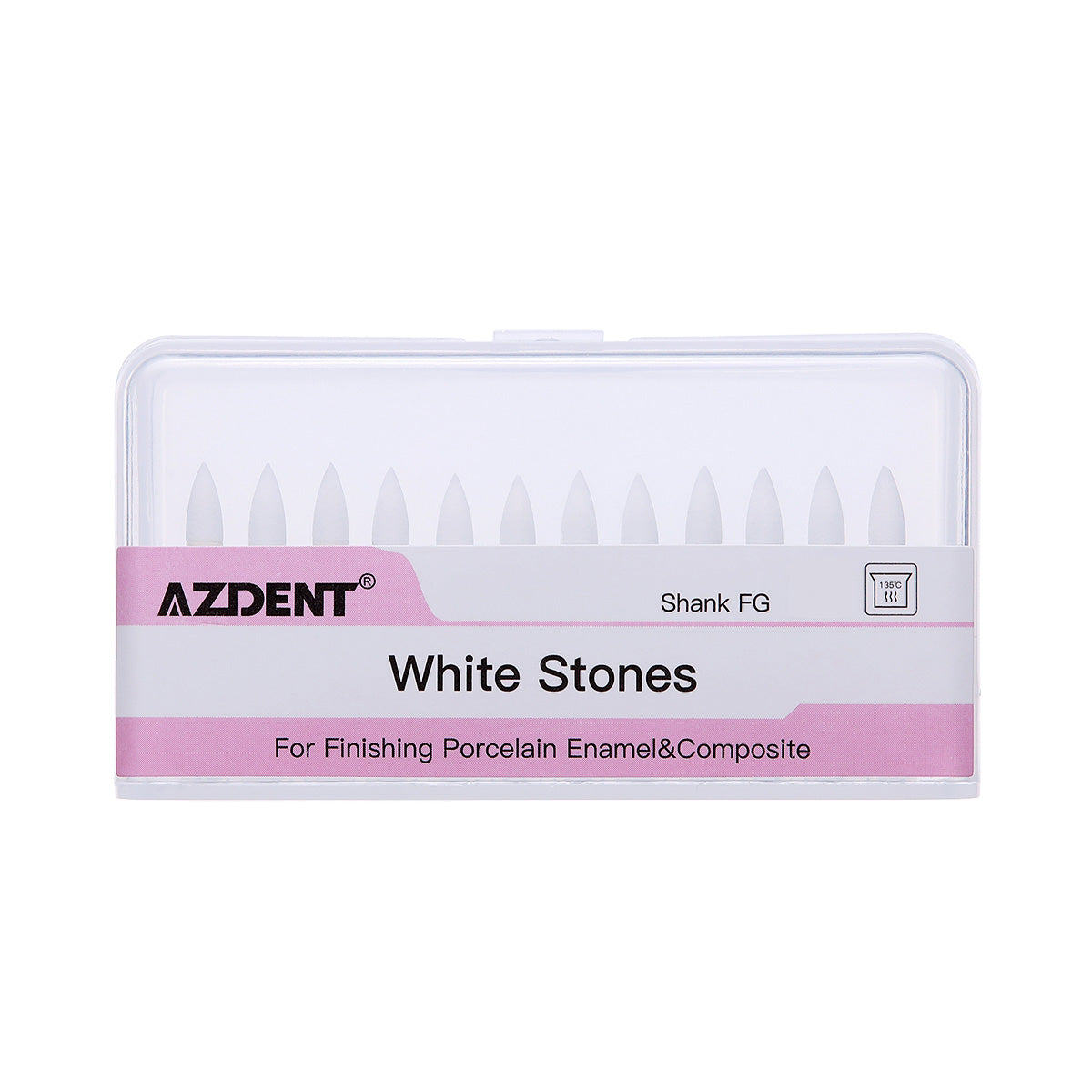 Dental White Stone Polishing FG Burs Flame Shape 12pcs/Box - pairaydental.com