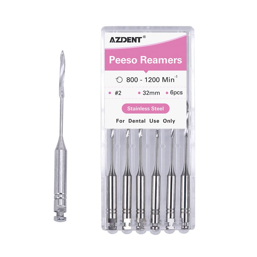 Dental Engine Files Staniless Steel Peeso Reamers 32mm #2 6pcs/Box