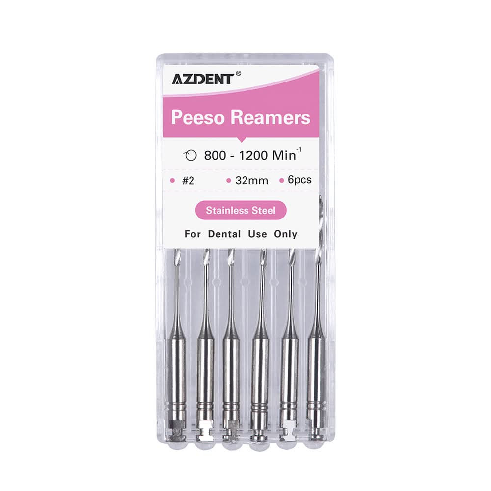Dental Engine Files Staniless Steel Peeso Reamers 32mm #2 6pcs/Box - pairaydental.com