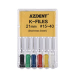 Endo Hand K-Files Stainless Steel 21mm #15-40 Assorted 6Pcs/Pk - pairaydental.com