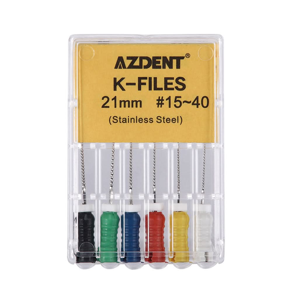 Endo Hand K-Files Stainless Steel 21mm #15-40 Assorted 6Pcs/Pk - pairaydental.com