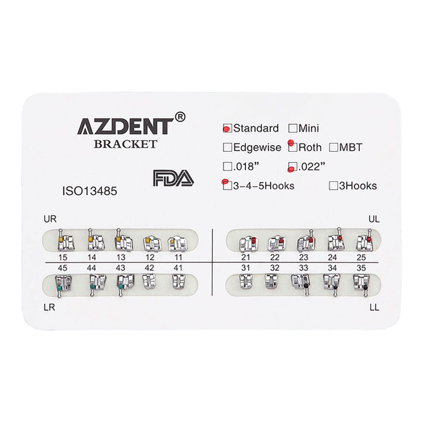 Orthodontic Standard Metal Brackets Roth 0.022 Hooks 3-4-5 - pairaydental.com