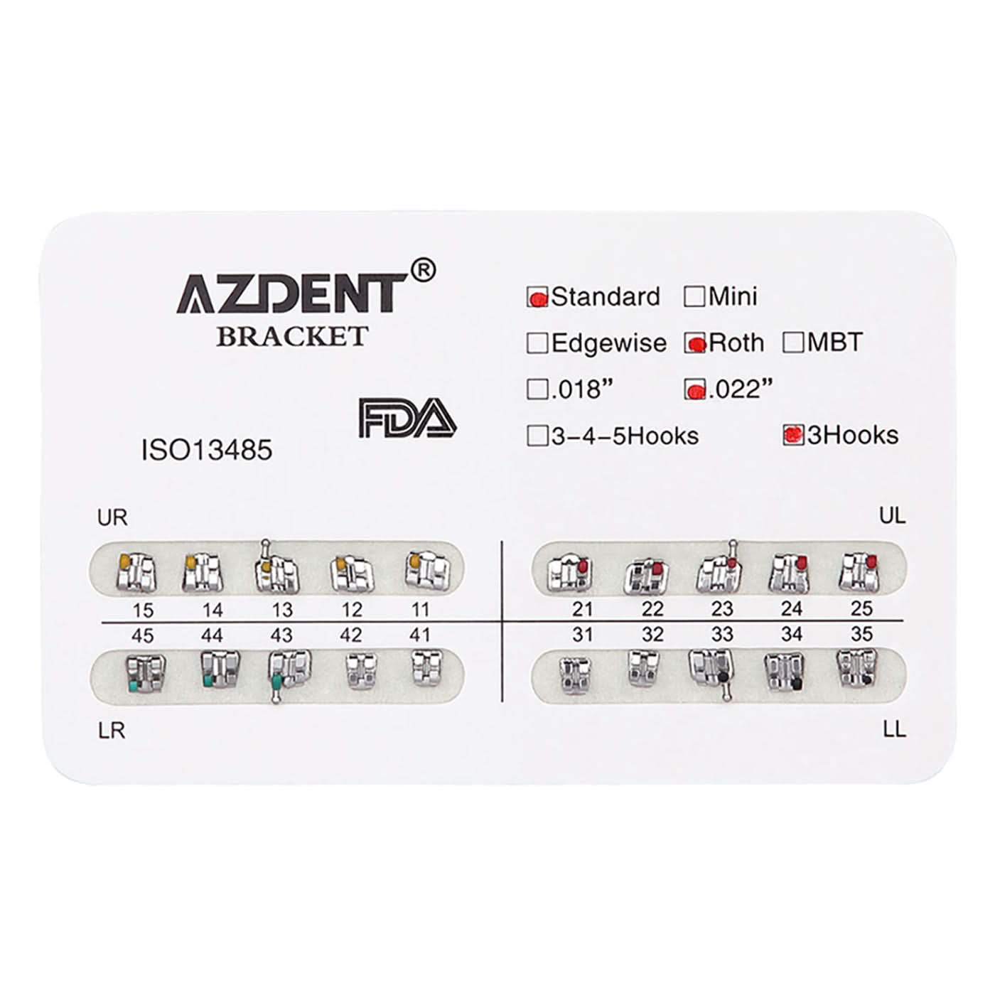 Orthodontic Standard Metal Brackets Roth 0.022 Hooks 3 - pairaydental.com
