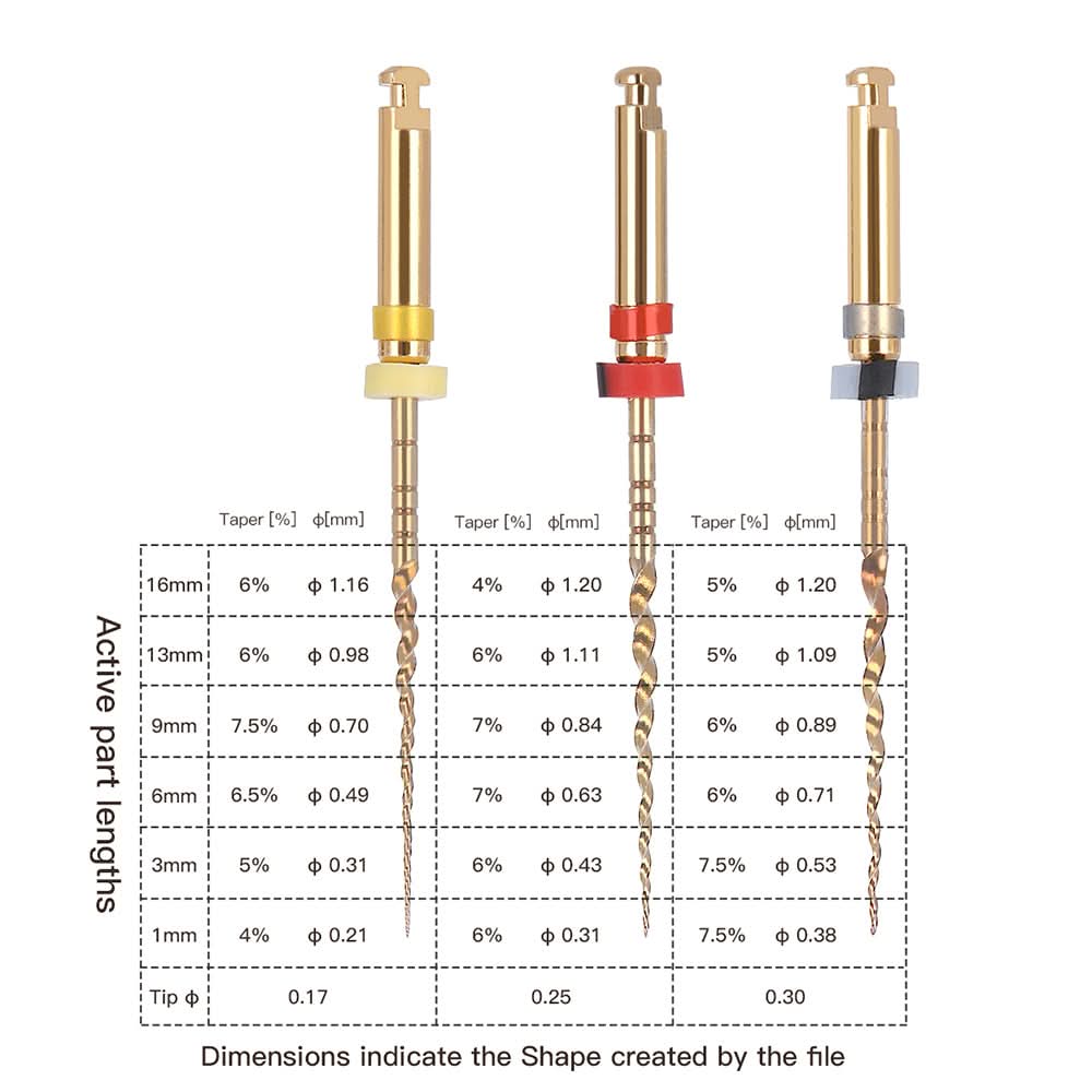 Endo NiTi Rotary Engine Files 25mm Assorted X1-X3 3pcs/Pack - pairaydental.com