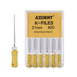 Endo Hand K-Files Stainless Steel #20 21mm 6pcs/Pk - pairaydental.com