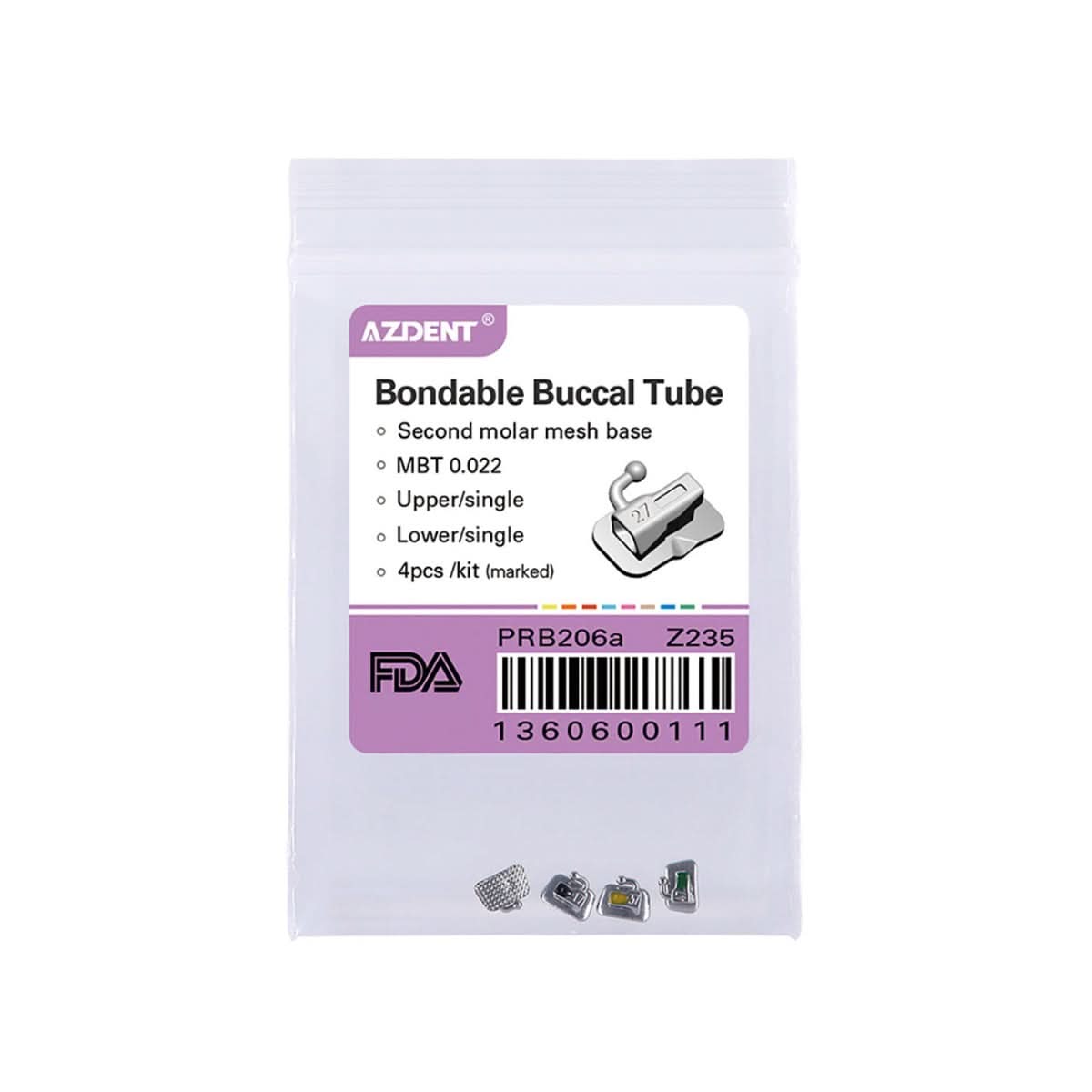 Buccal Tube 2nd Molar Bondable Non-Convertible MBT 0.022 Laser Mark 4pcs/pack - pairaydental.com