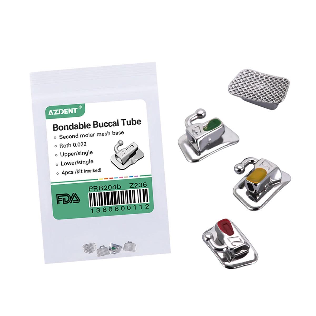 Buccal Tube 2nd Molar Bondable Non-Convertible Roth/MBT/Edgewise 0.018/0.018 U1L1 Laser Mark 4pcs/pack - pairaydental.com