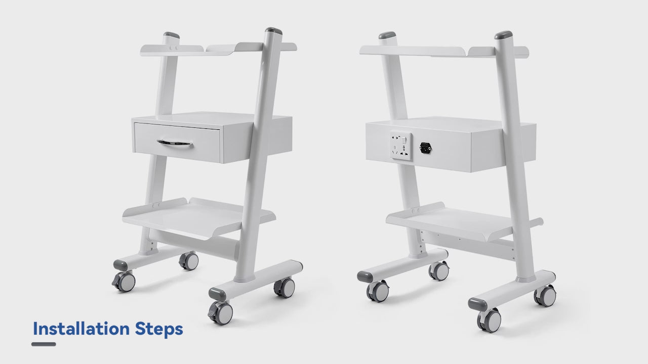 Dental Medical Mobile 3-layer Trolley Metal Built-in Socket Cart - pairaydental.com