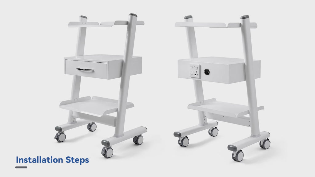 Dental Medical Mobile 3-layer Trolley Metal Built-in Socket Cart - pairaydental.com