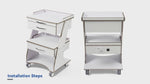 Dental  Mobile Rolling Cart Trolley Built-in Socket Three-Tier Cart 2 Drawers