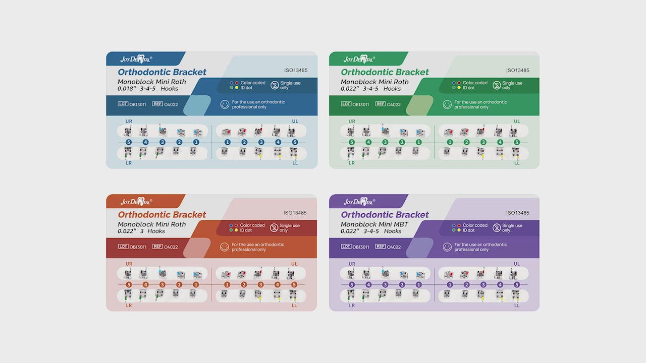 Dental Orthodontic Metal Brackets Monoblock Mini Roth/MBT 0.018/0.022 Hooks 3/3-4-5 20pcs/Packs - pairaydental.com