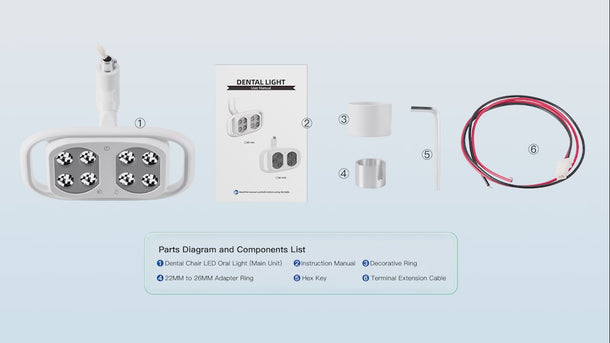 Dental Unit Chair LED Oral Light 8 Lights 10W 5-level Dual-Color Adjustable - pairaydental.com
