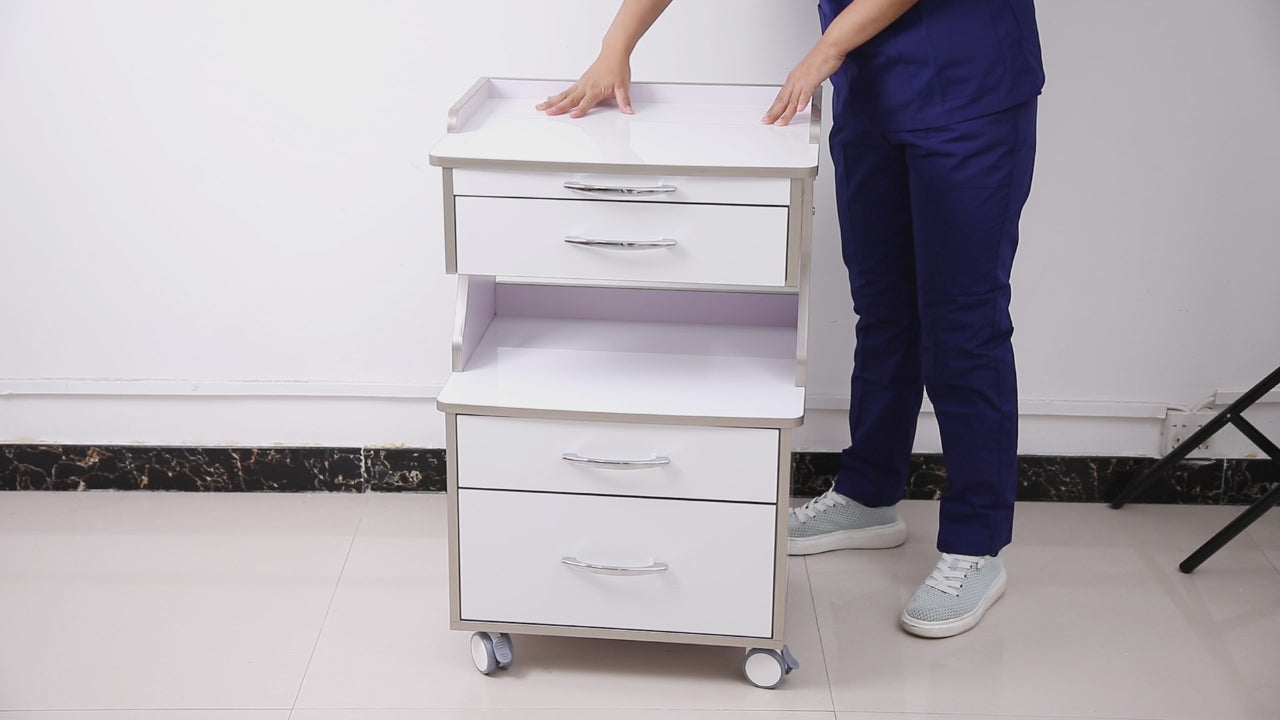 Dental Mobile Cabinet Cart G15 Rolling Storage Trolley Three Drawers with Socket - pairaydental.com 