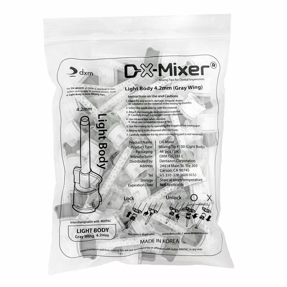 DX-Mixer Disposable Dental HP Impression Mixing Tips Light Body 4.2mm 1:1 Ratio 48pcs/Pack - pairaydental.com