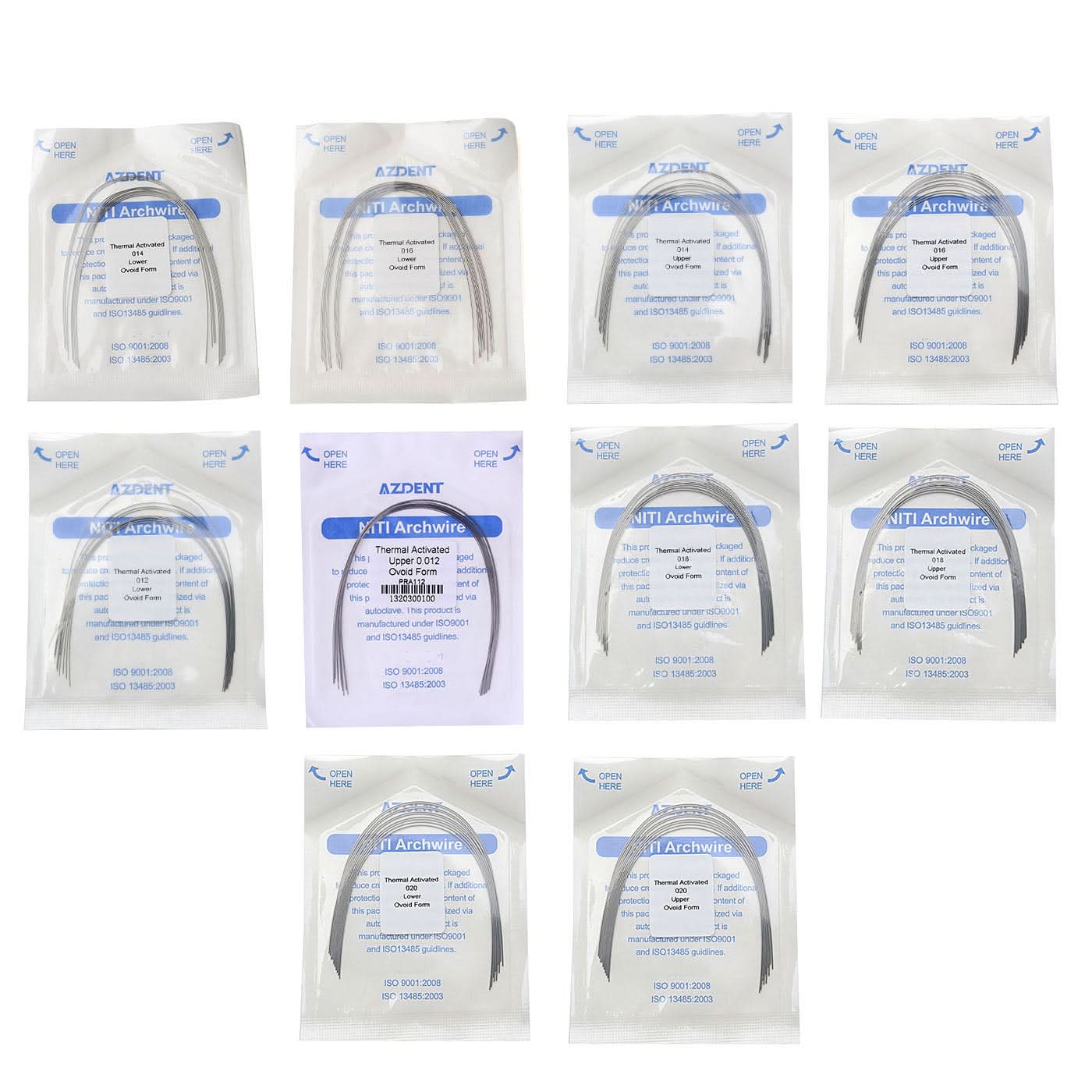 Archwire NiTi Thermal Active Ovoid Round 0.012-0.020 Upper/Lower 10pcs/Pack - pairaydental.com