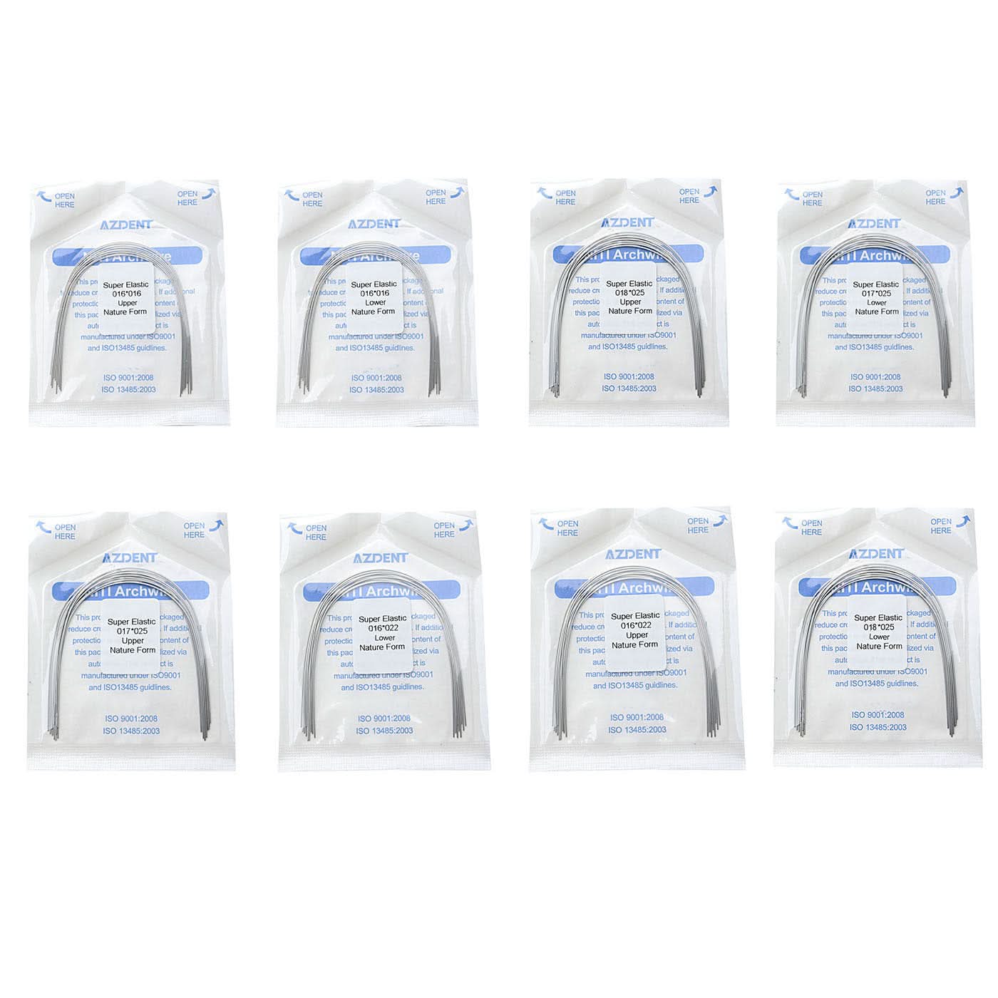 Archwire Niti Super Elastic Natural Rectangular 0.016-0.018 x 0.016-0.025 Upper/Lower 10pcs/Pack