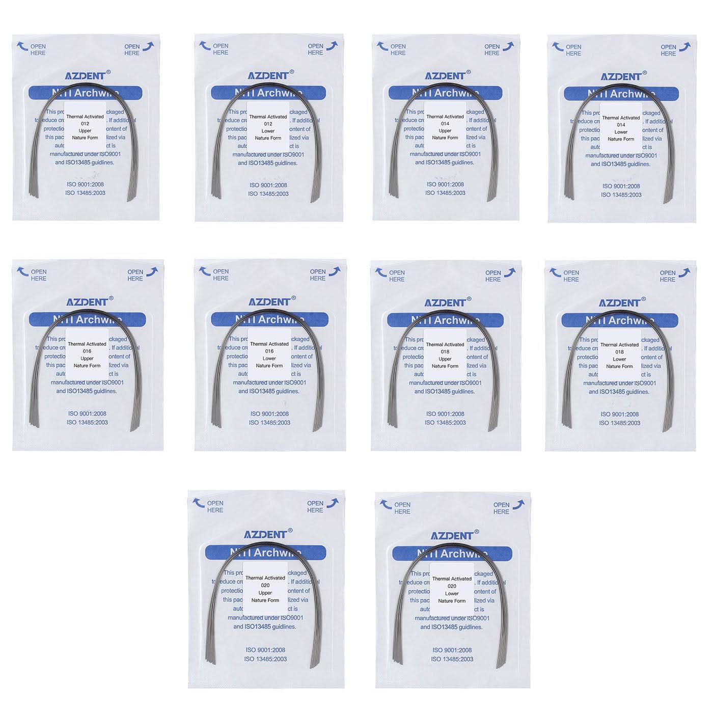 Orthodontic Archwire NiTi Thermal Active Round Natural 0.012-0.020 Upper/Lower 10pcs/Pack - pairaydental.com