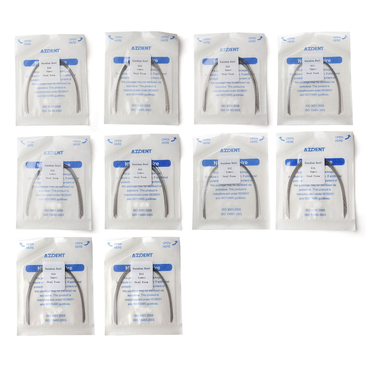 Orthodontic Archwire Stainless Steel Round Oval 0.012-0.020 Upper/Lower 10pcs/Pack - pairaydental.com