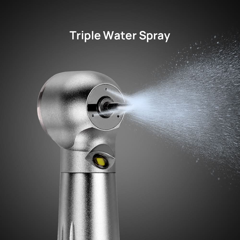 LED High Speed Handpiece 2/4 Hole Torque Head Push Button E-generator Triple Water Spray Ceramic Bearings - pairaydental.com