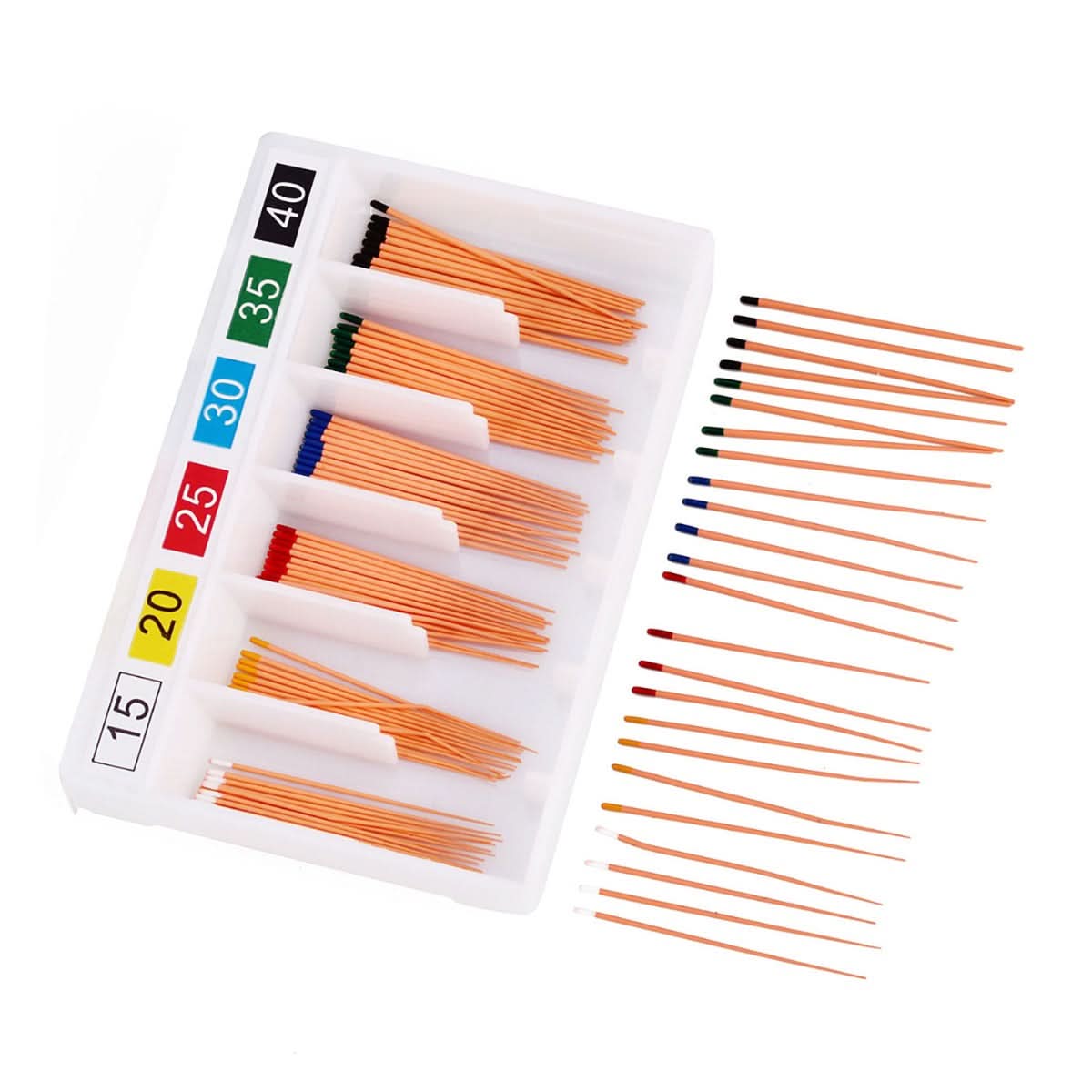 Gutta Percha Points 0.02 Taper 15-40# Color Coded 7 Models 120pcs/Pk - pairaydental.com