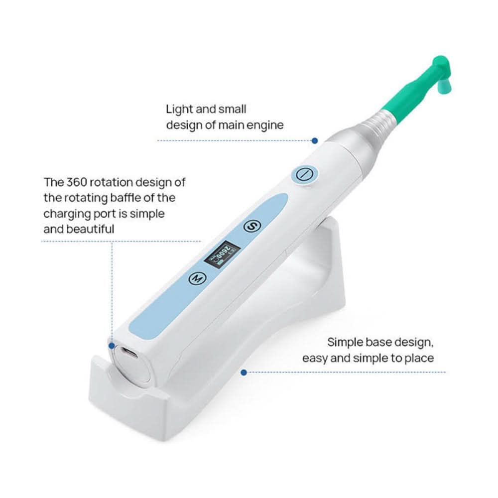 Cordless Hygiene Prophy Handpiece 360° Rotating 6 Prophy Angles & 2 Nose Cones - pairaydental.com
