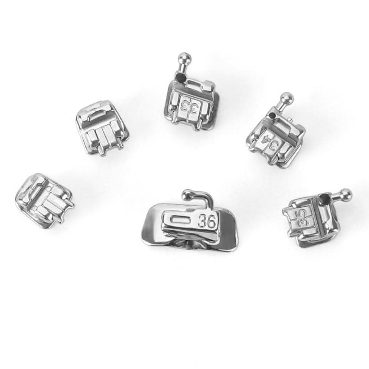 Orthodontic Metal Self-Ligating Brackets Mini Roth/MBT 0.022 345 Hooks with Buccal Tube 24pcs/Kit - pairaydental.com