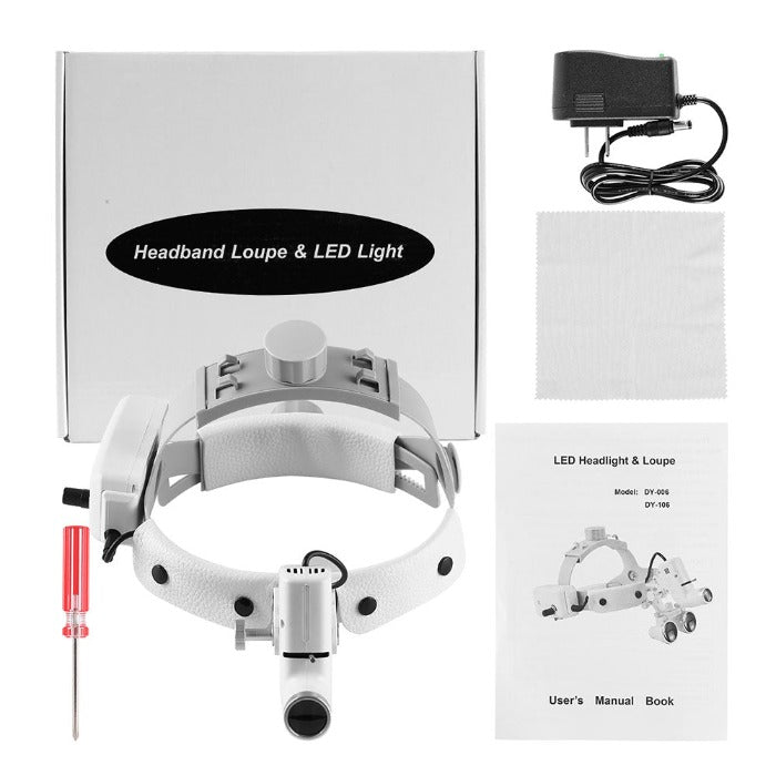 Dental Binocular Loupe Surgical Headlight Lamp 5W LED Ajustable - pairaydental.com