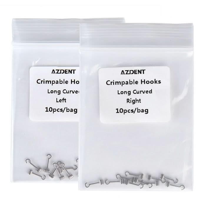 Dental Crimpable Hooks Long Curved Right/Left 10pcs/Bag - pairaydental.com