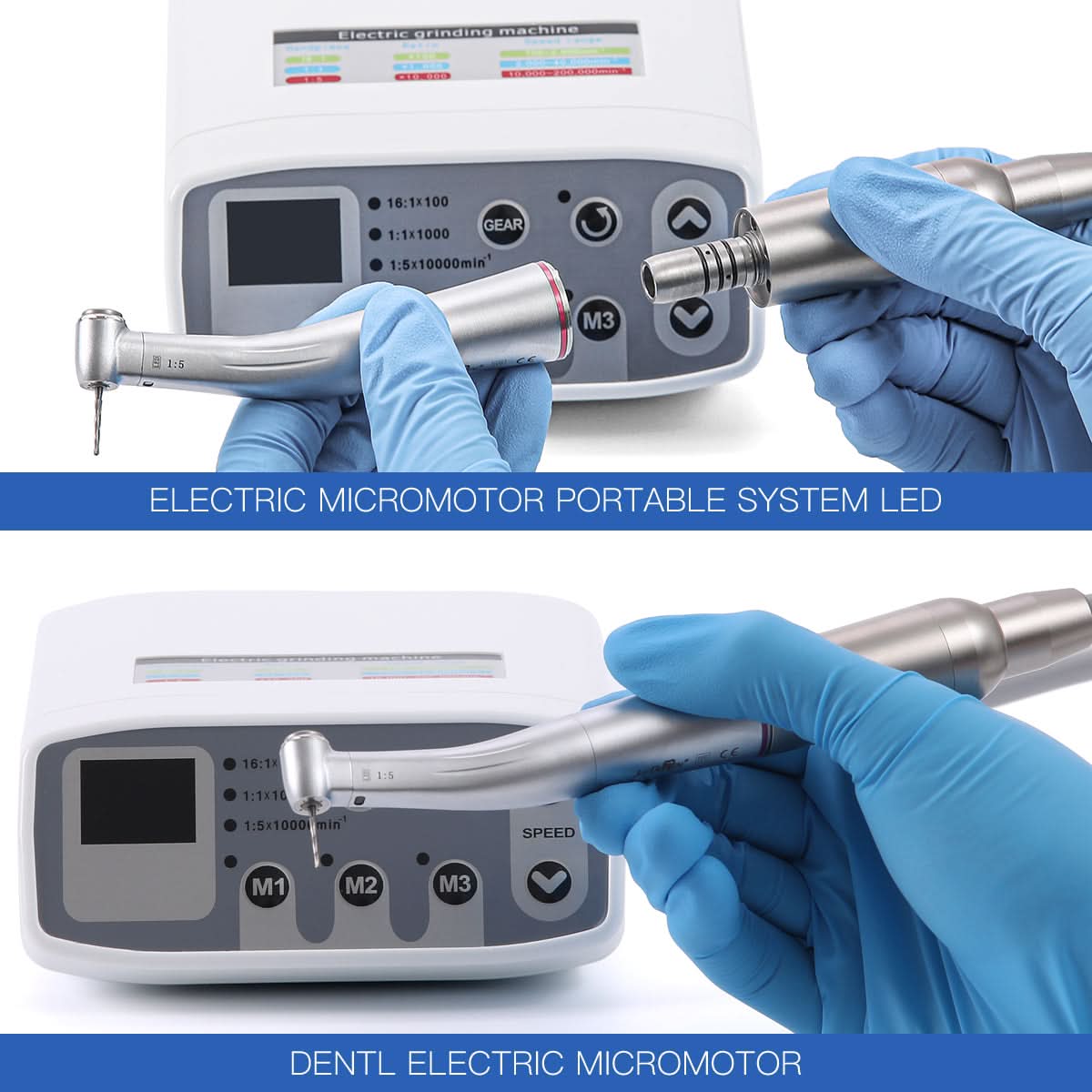 4 Hole LED Brushless Electric Micro Motor 1:1/1:5/16:1 Internal Spray 3 Memory Mode Integrated Handpiece Tube - pairaydental.com