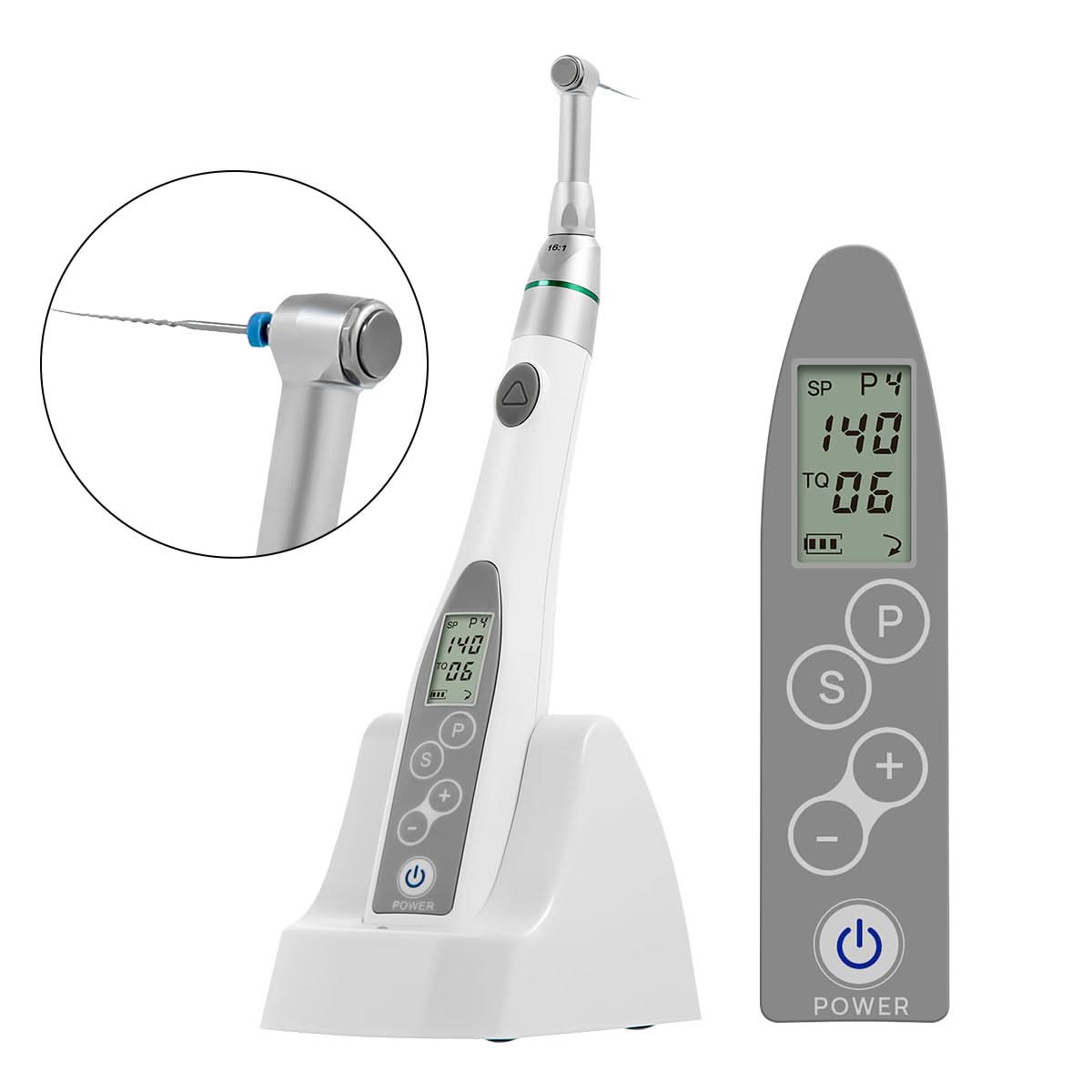 Mini Cordless Endo Motor Handpiece Reciprocation Function 16:1 Contra Angle 9 Programs - pairaydental.com