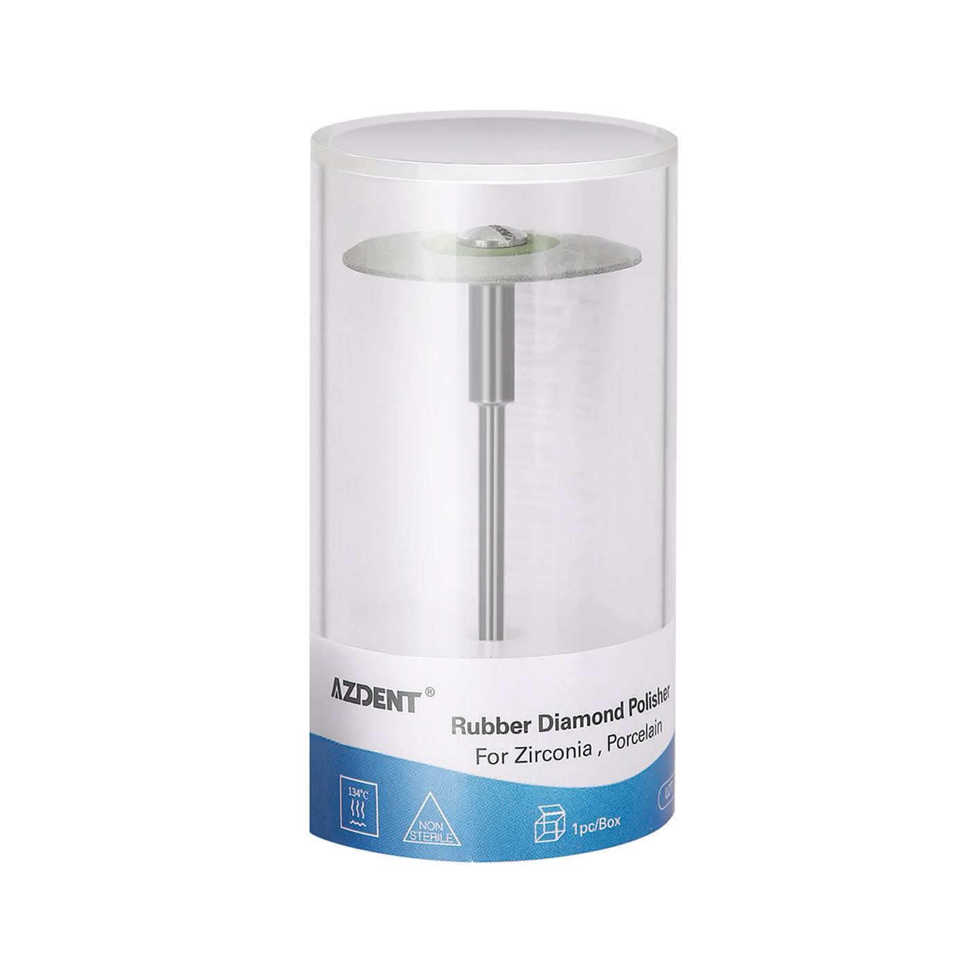 thumbnail image 2 of 1pc Rubber Diamond Polishing Bur For Dental Labs - Grinds Zirconia & Porcelain Workpieces 2 of 12