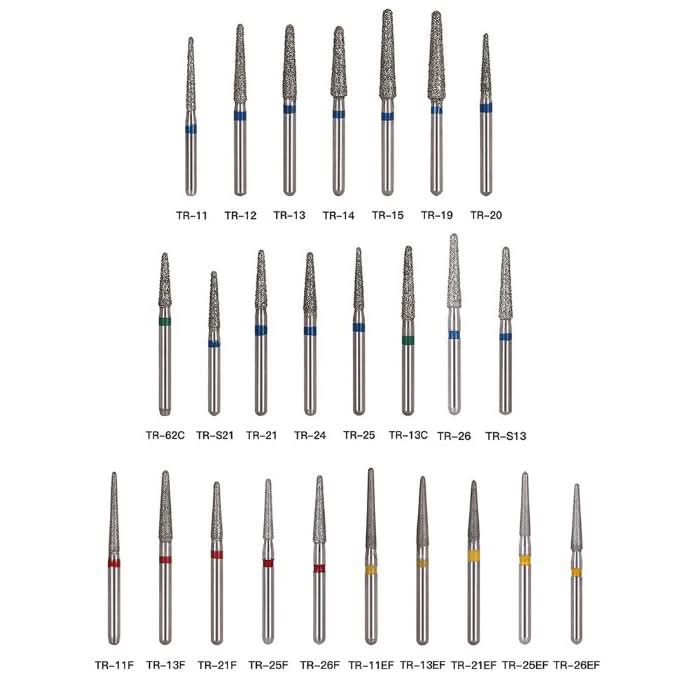 Dental Diamond Bur TR Series Round End Cone Full Size 5pcs/Pack - pairaydental.com