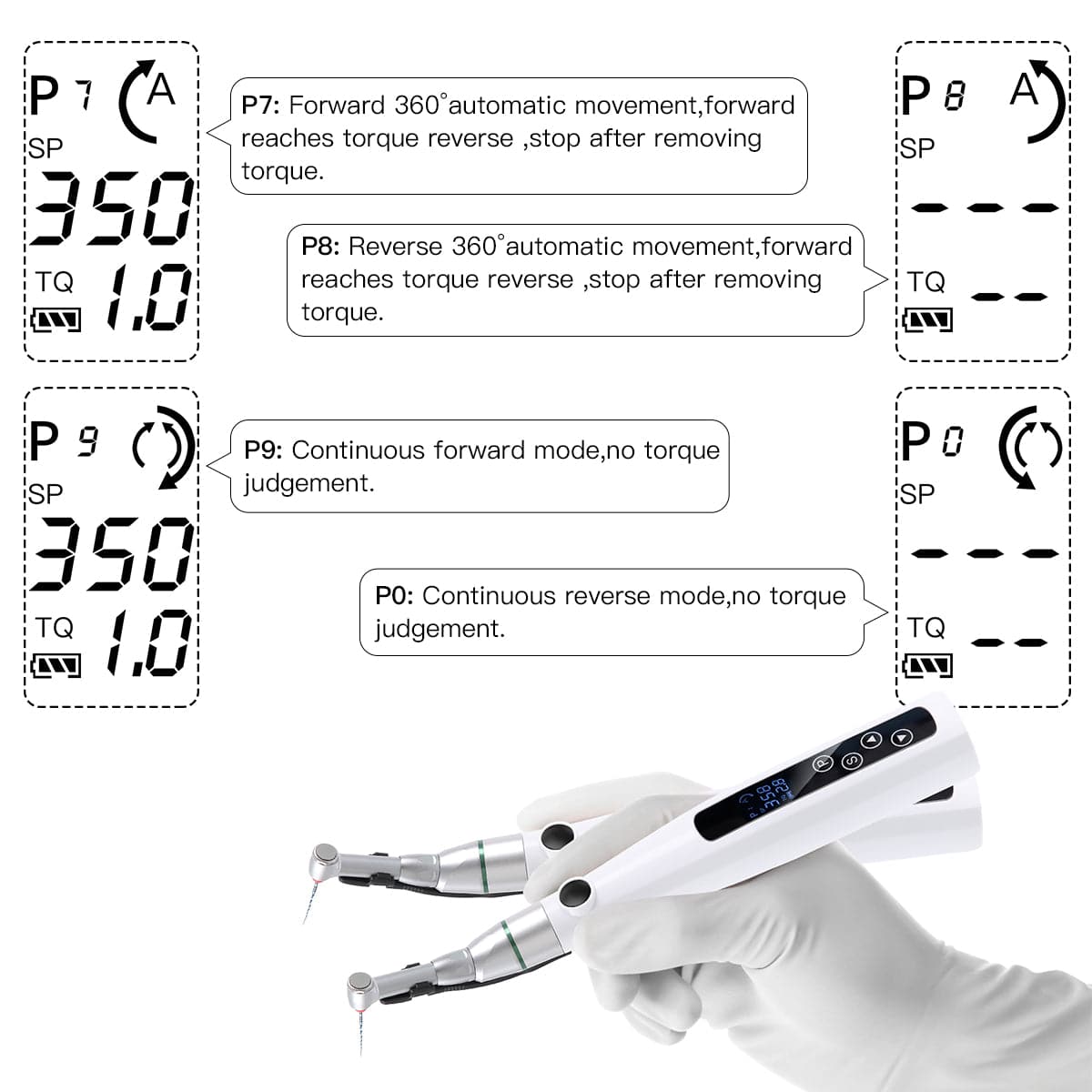 Cordless Endo Motor Handpiece LED Reciprocation Function 360° Rotatabl