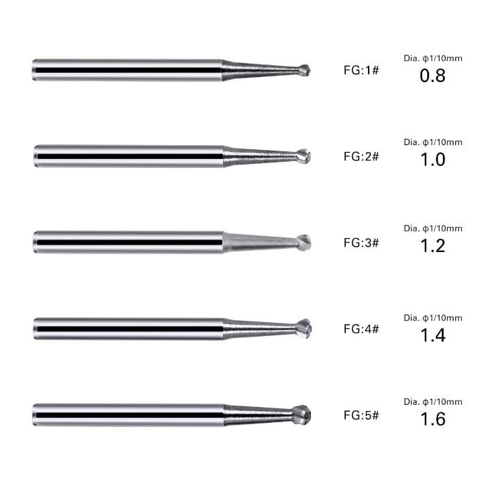 Dental Carbide Bur Round FG #1 10pcs/Box - pairaydental.com