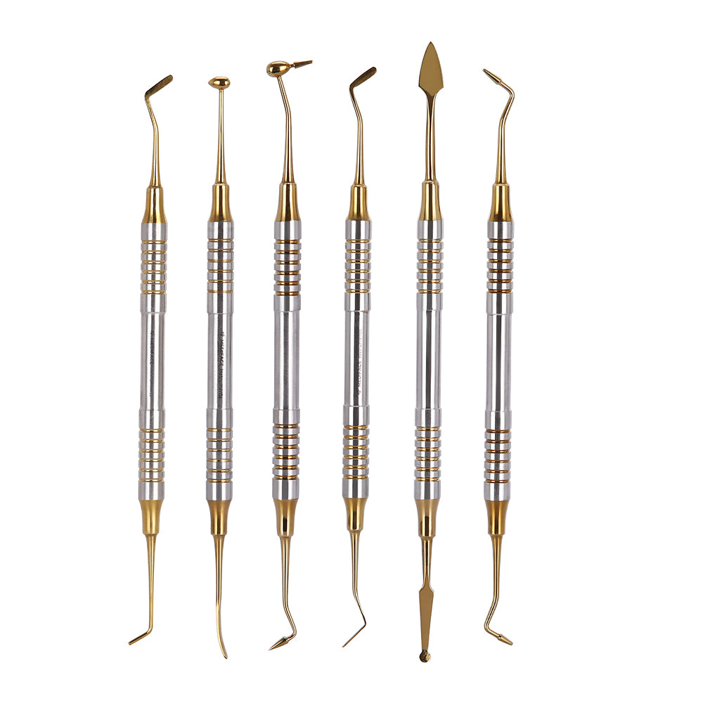 Dental Composite Resin Filling Spatula Tools Gold 6pcs/Kit - pairaydental.com