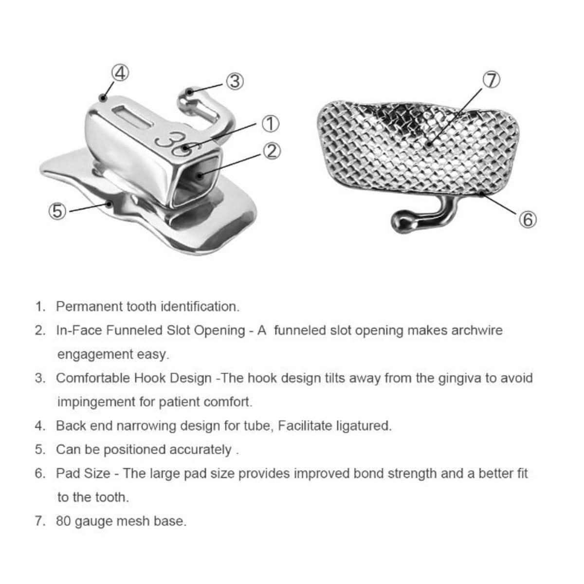 Orthodontic Metal Self-Ligating Brackets Mini Roth/MBT 0.022 345 Hooks with Buccal Tube 24pcs/Kit - pairaydental.com