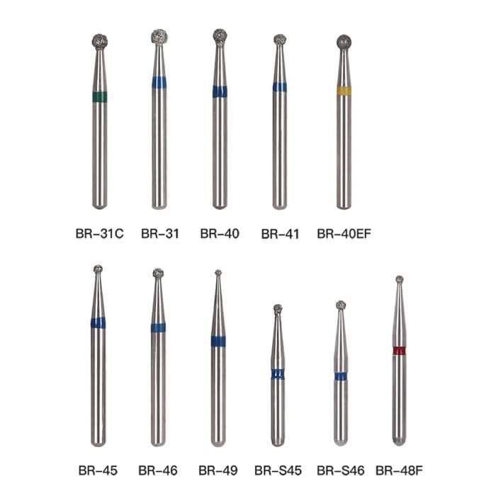 Dental Diamond Bur FG BR Series Round Full Size 5pcs/Pack - pairaydental.com